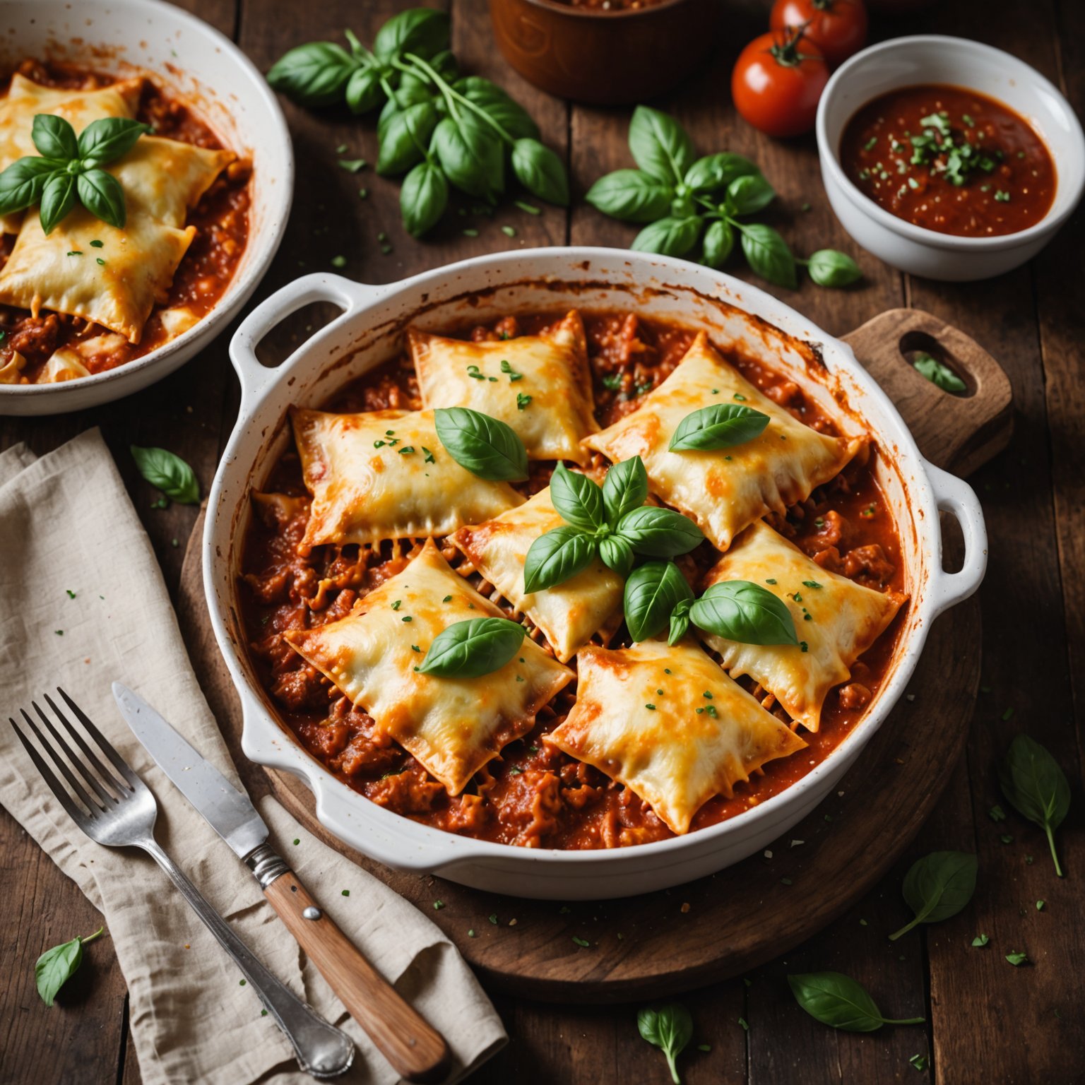 Kraftige ovnsbakte ravioli