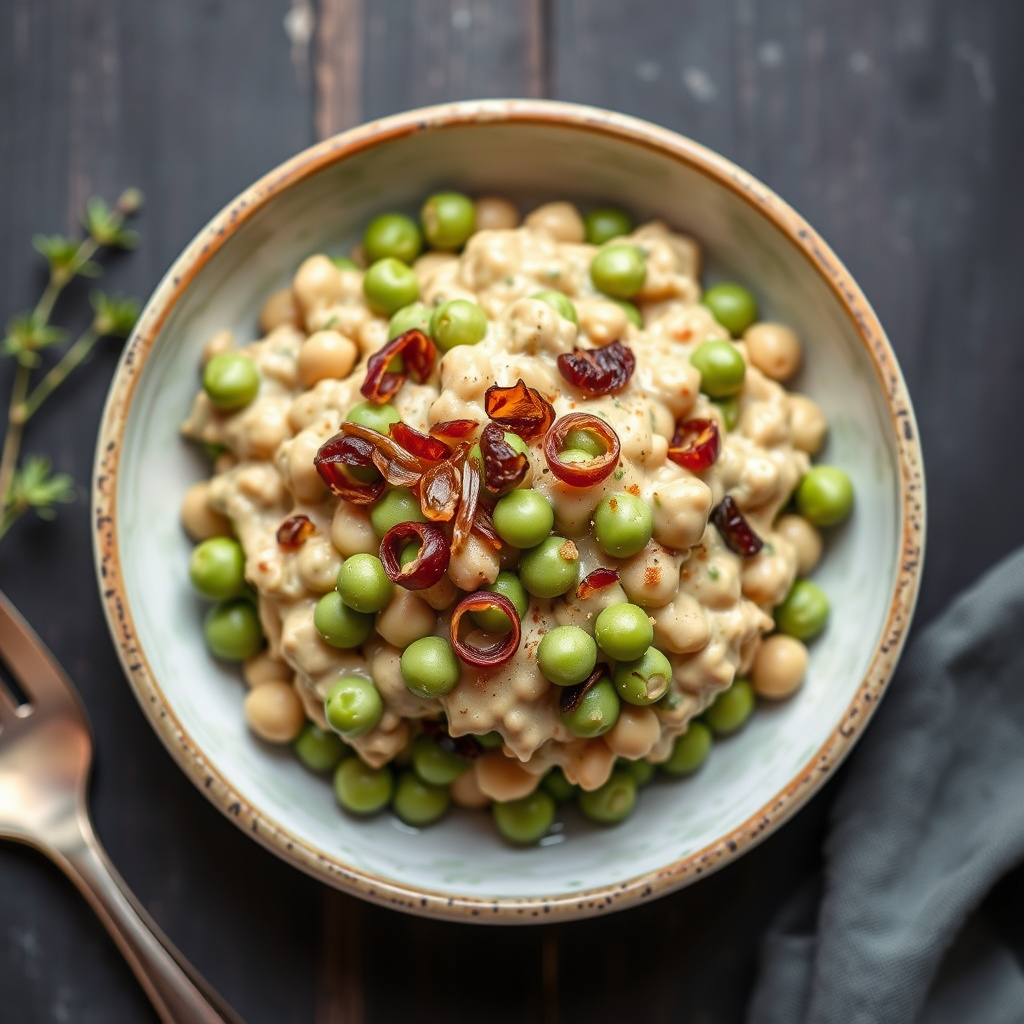 Kremede erter med sprøe sjalottløk