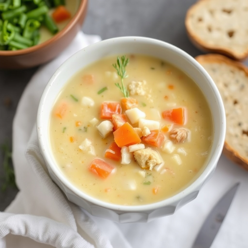 Kremet grønnsaks- og oste-suppe