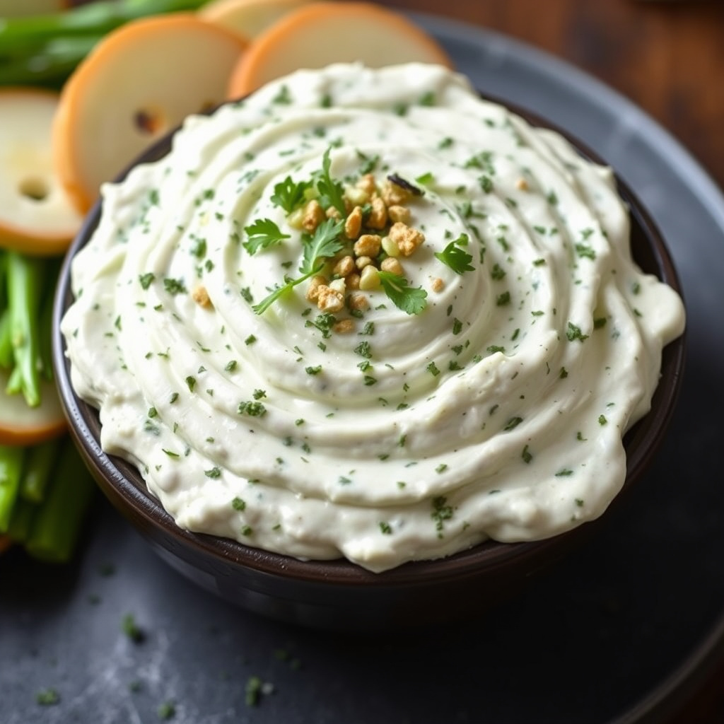 Kremet hvitløk- og urtesaus til fotballform