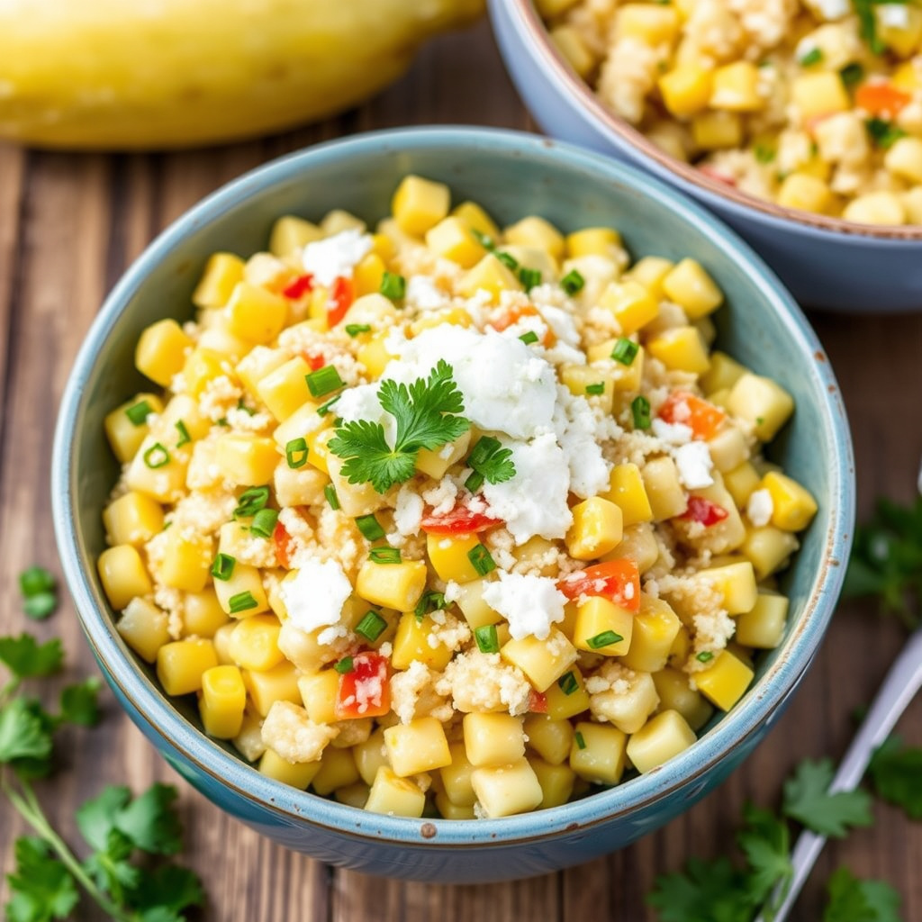 Kremet mais-succotash med cotijaost