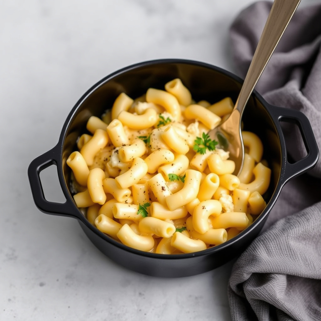 Kremet makaroni og ost laget på komfyren