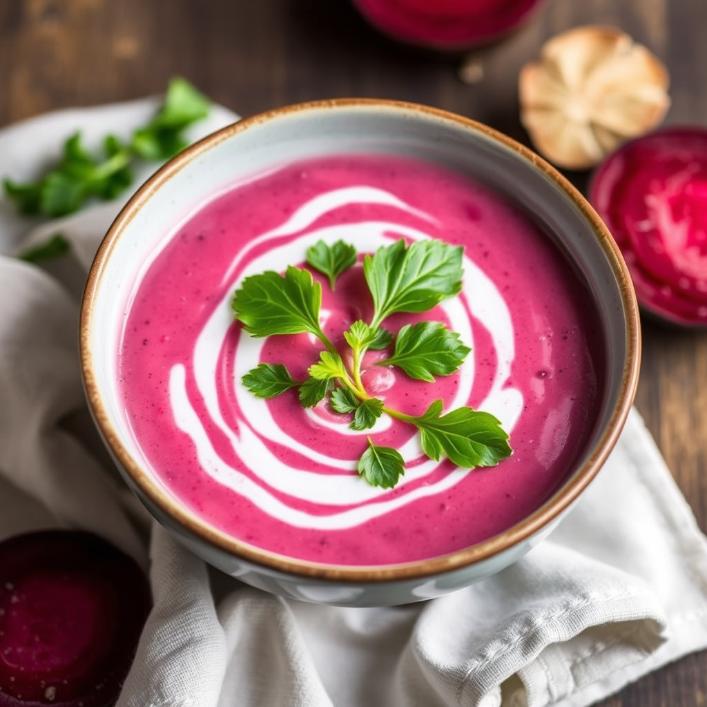 Kremet ovnsbakt rødbetsuppe