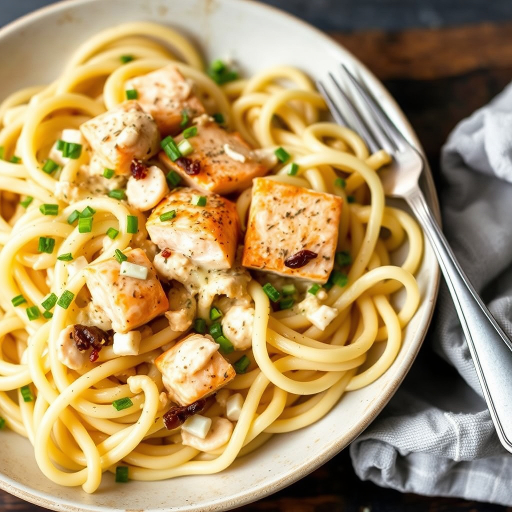 Kremet pasta med laks og purre