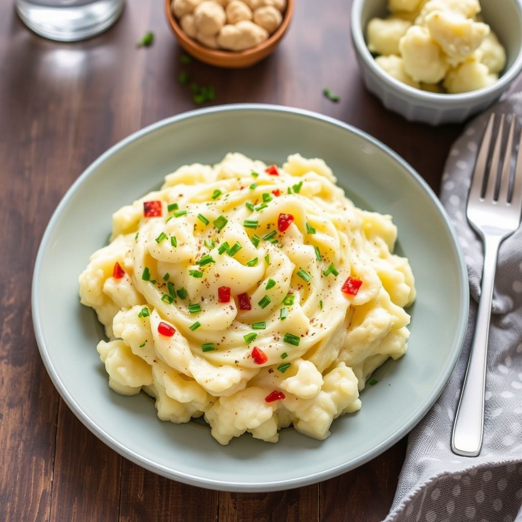 Kremet, potetmos av blomkål