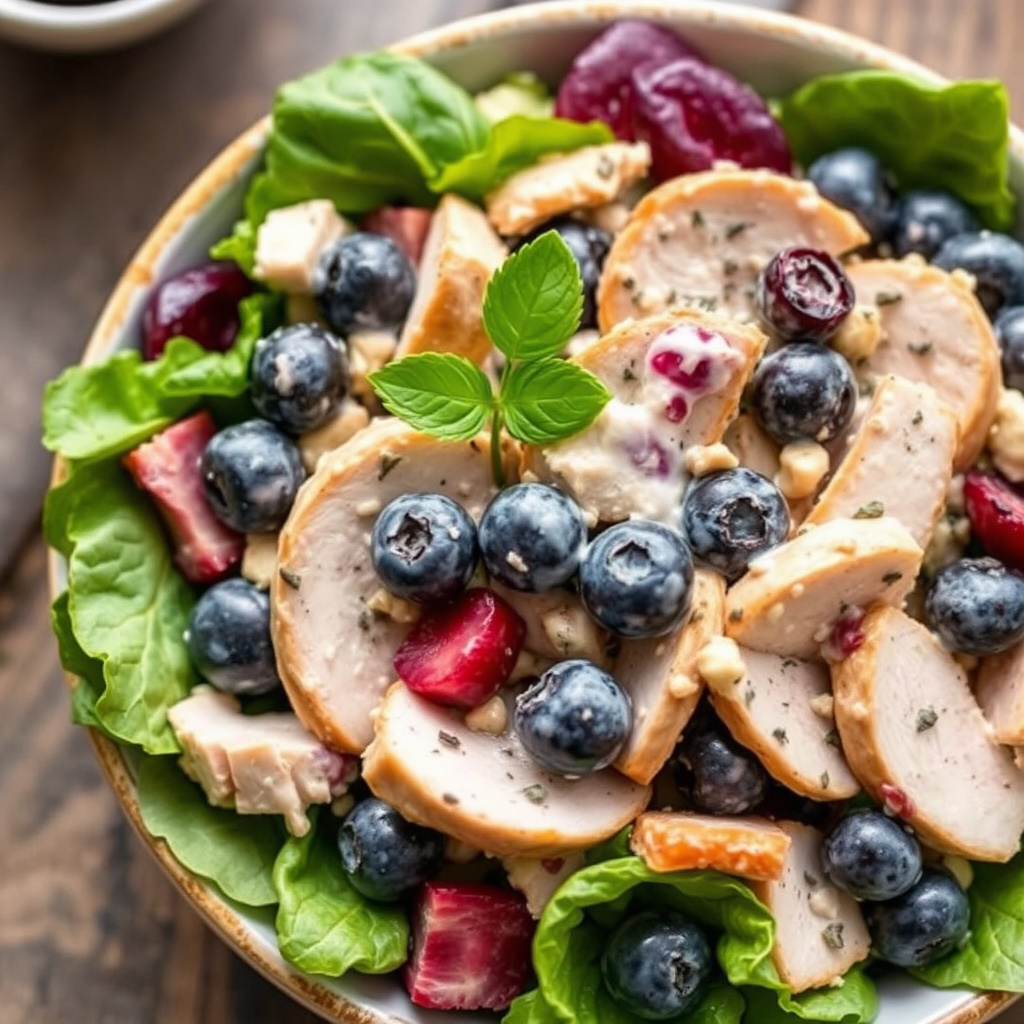 Kremet røkt kalkunsalat med blåbær