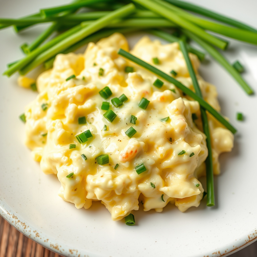 Kremete eggerøre med ost og gressløk