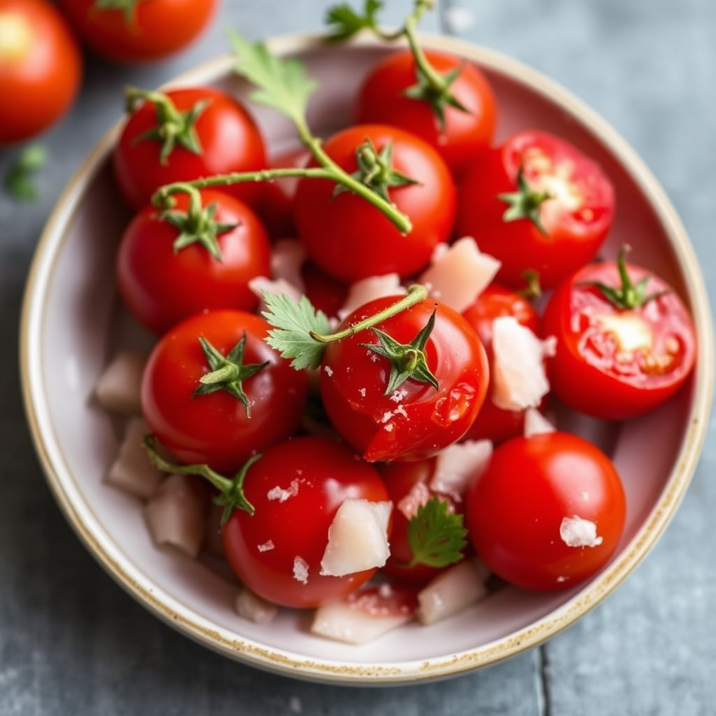 Cherrytomater fylt med pepperrotkrem