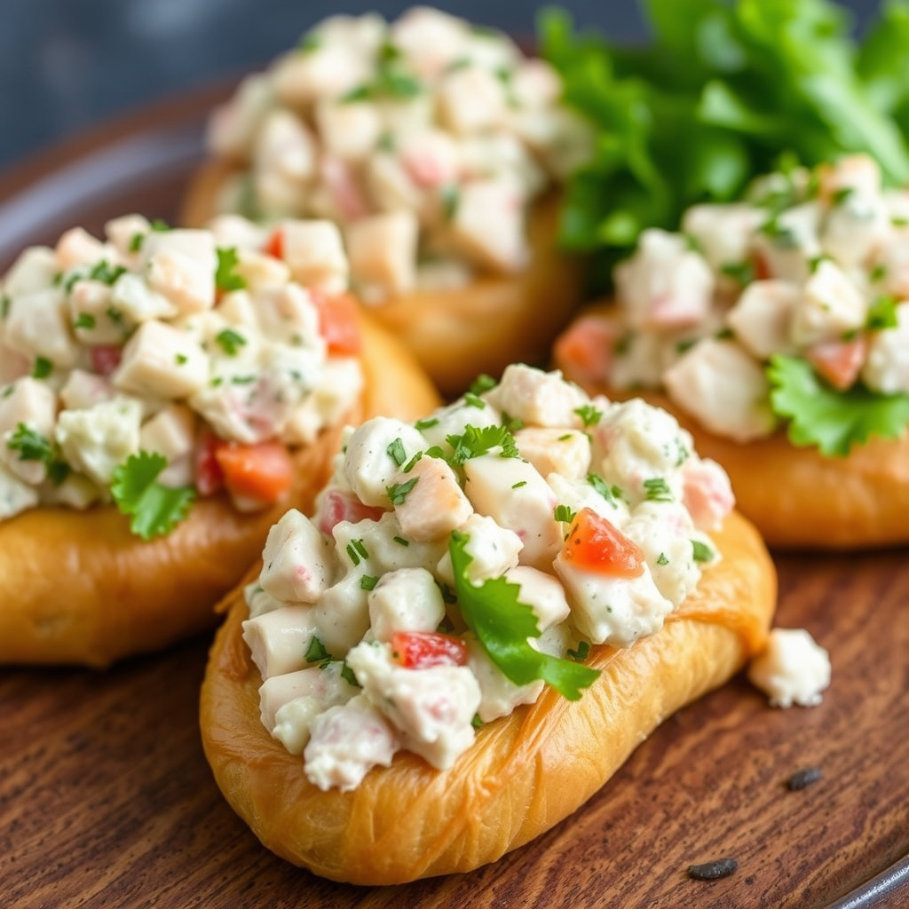 Krepsesalat i acadiestil på croissanter