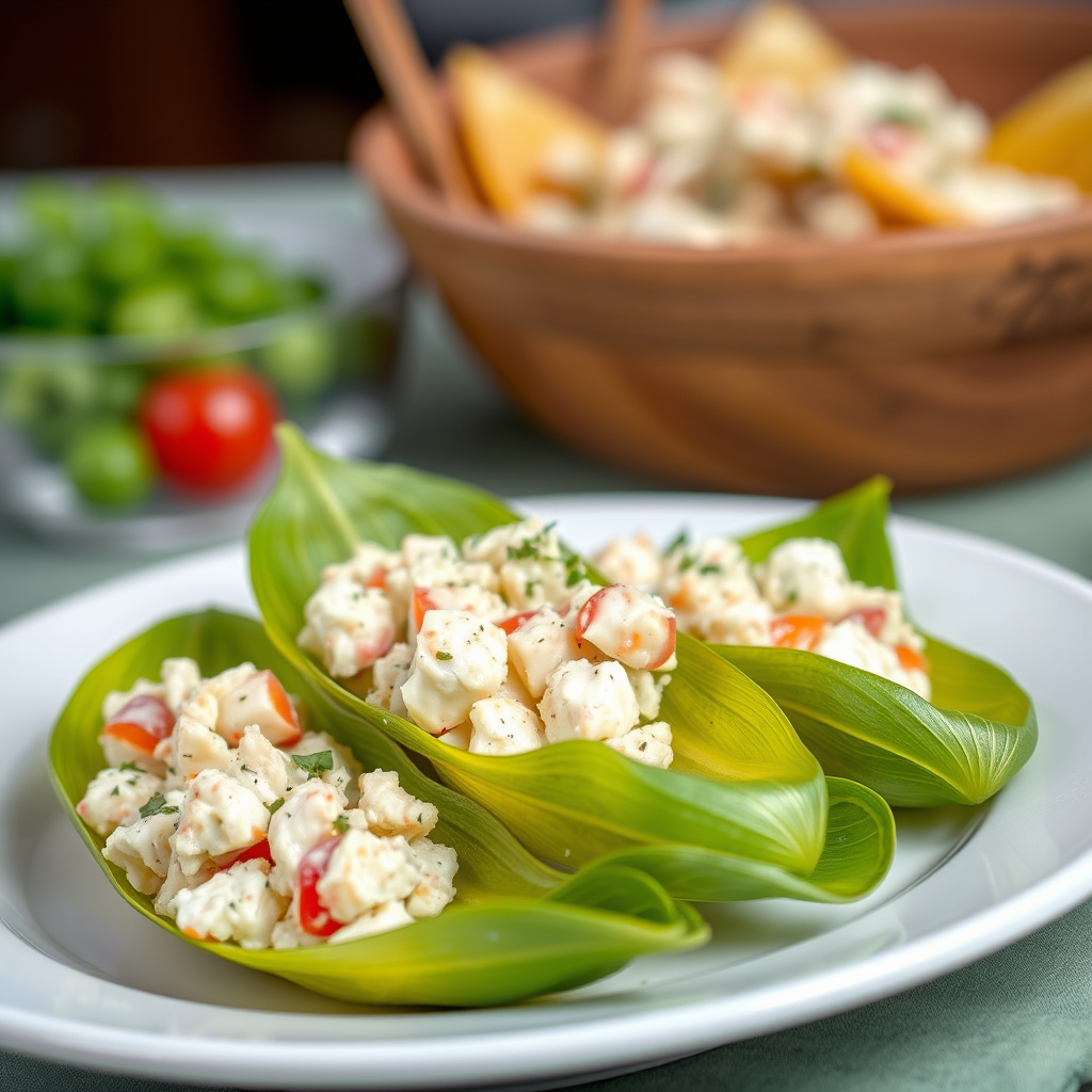 Krepsesalat i endiveblader med urtedressing