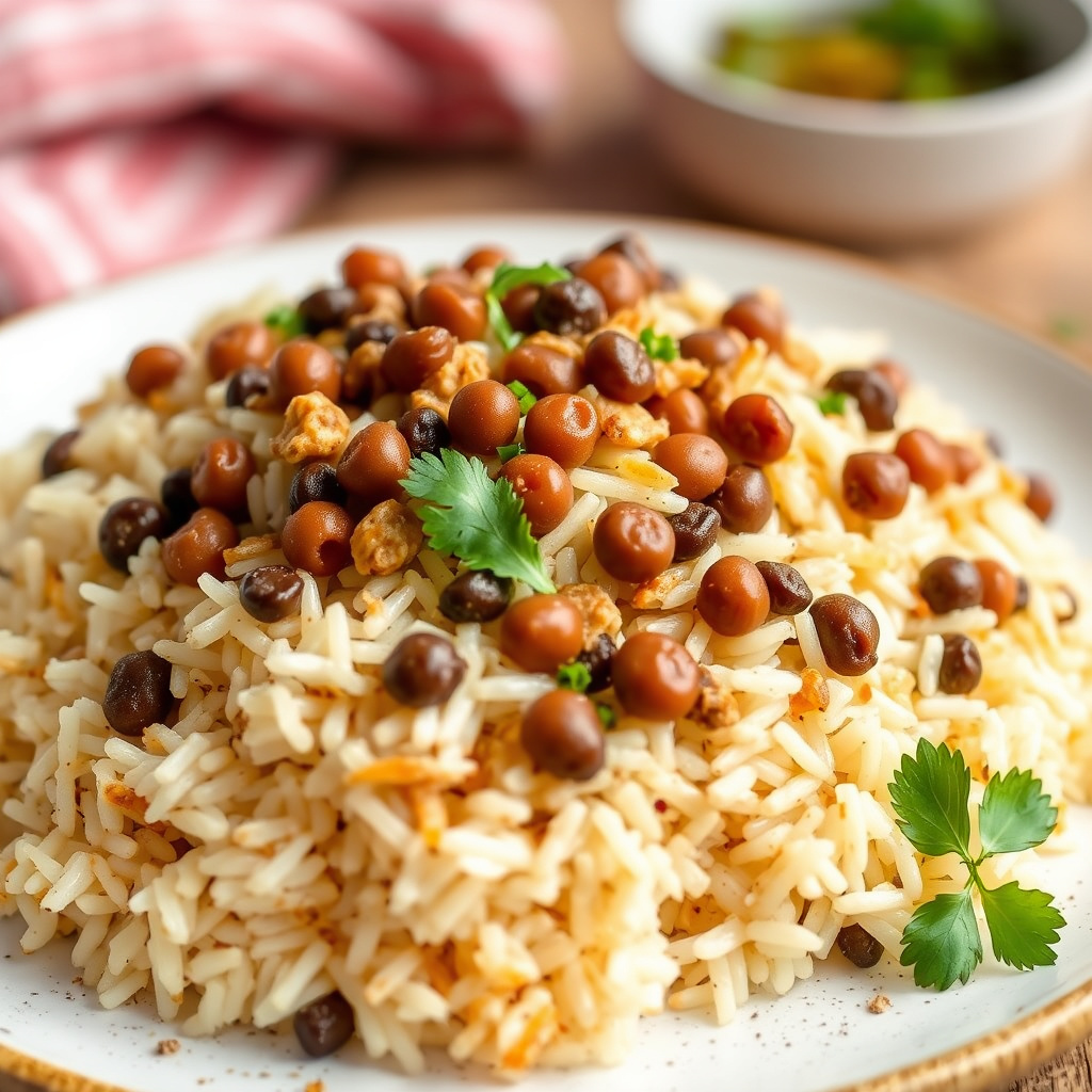 Krispige bunnet basmatiris med linser