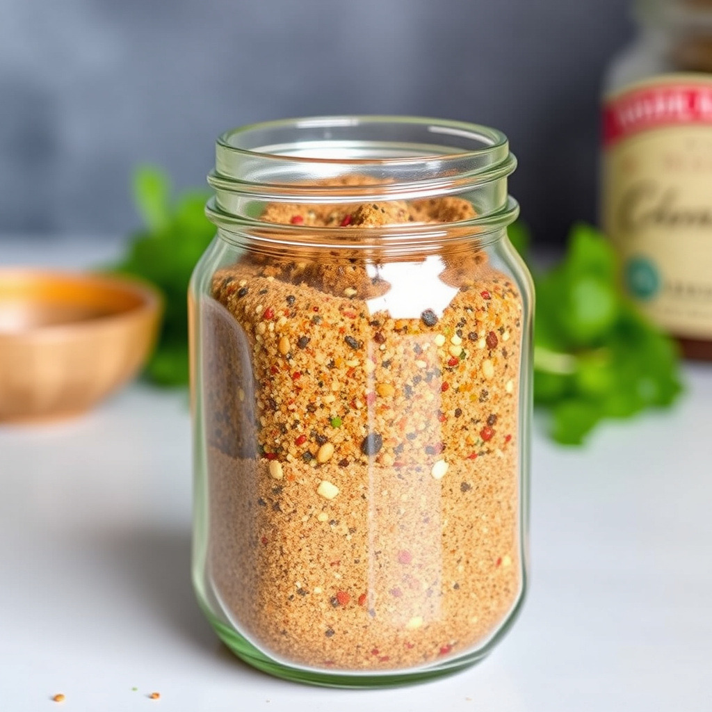 Krydderblanding med cajun-krydder i et glass