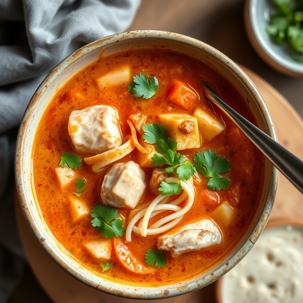 Krydret godfølelses kyllingsuppe