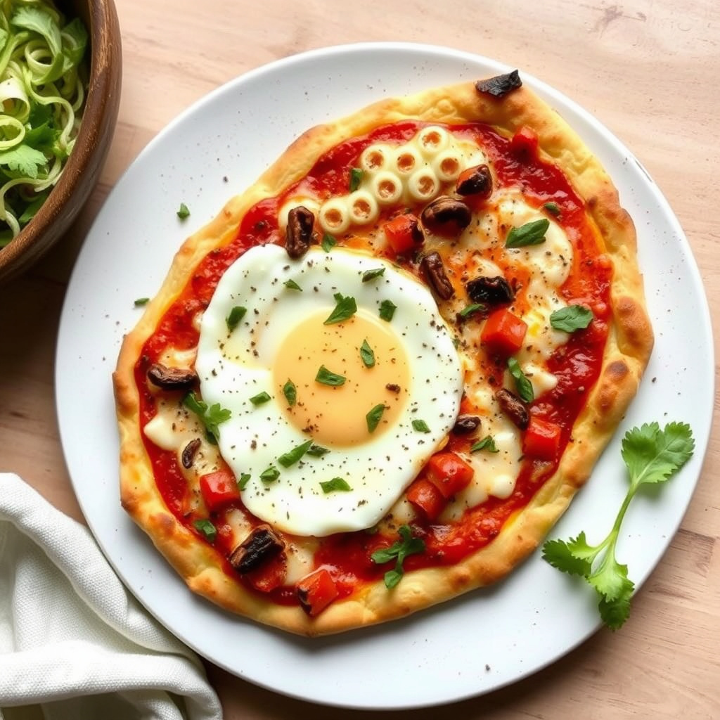 Krydret hvit ansjos med eggpizza