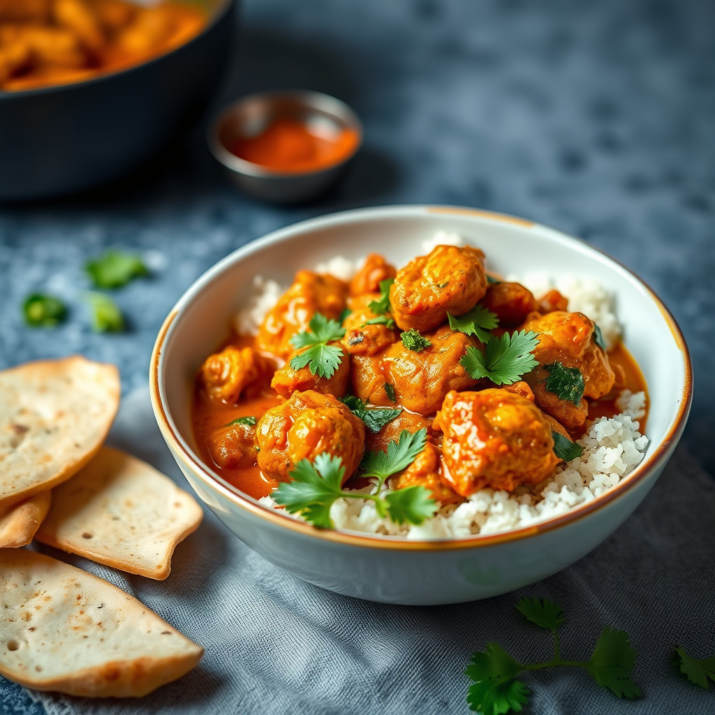 Krydret indisk kyllingcurry, deilig