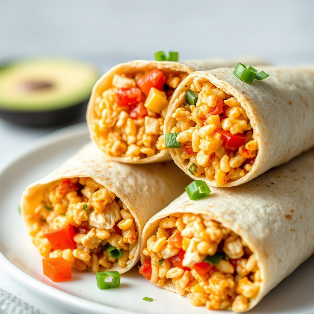 Krydret kyllingris burritos