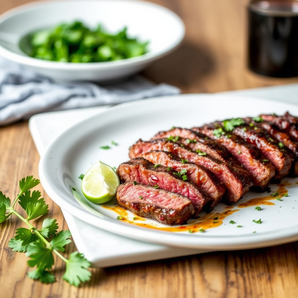 Krydret lime- og koriandermarinert flankstek