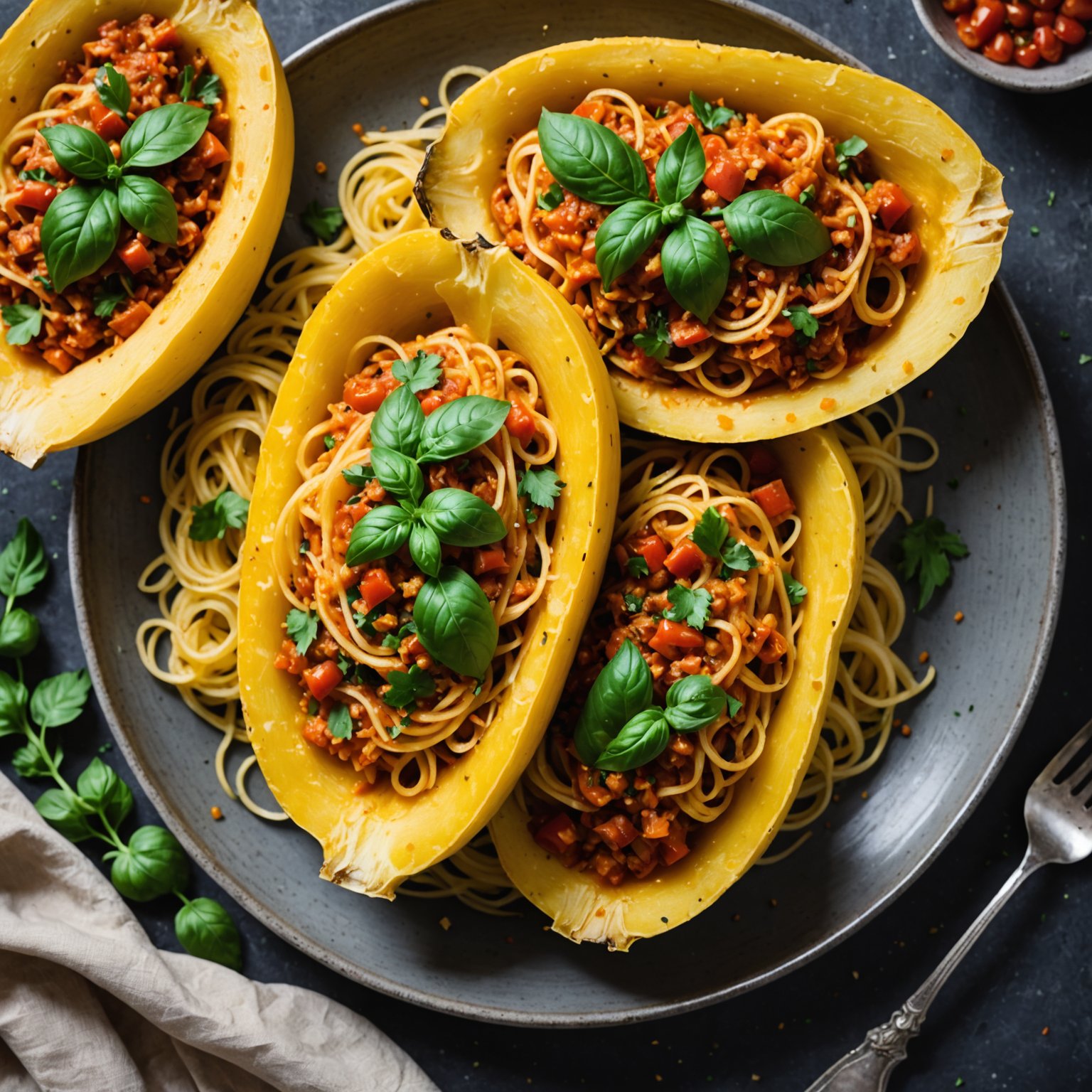 Krydret spaghetti squash med kalkunsaus