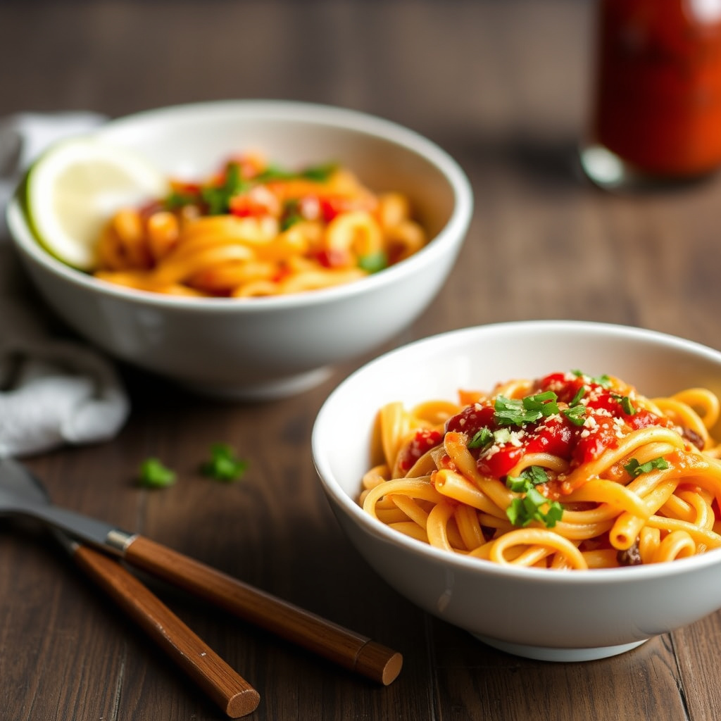 Krydret Sriracha-pastabowl