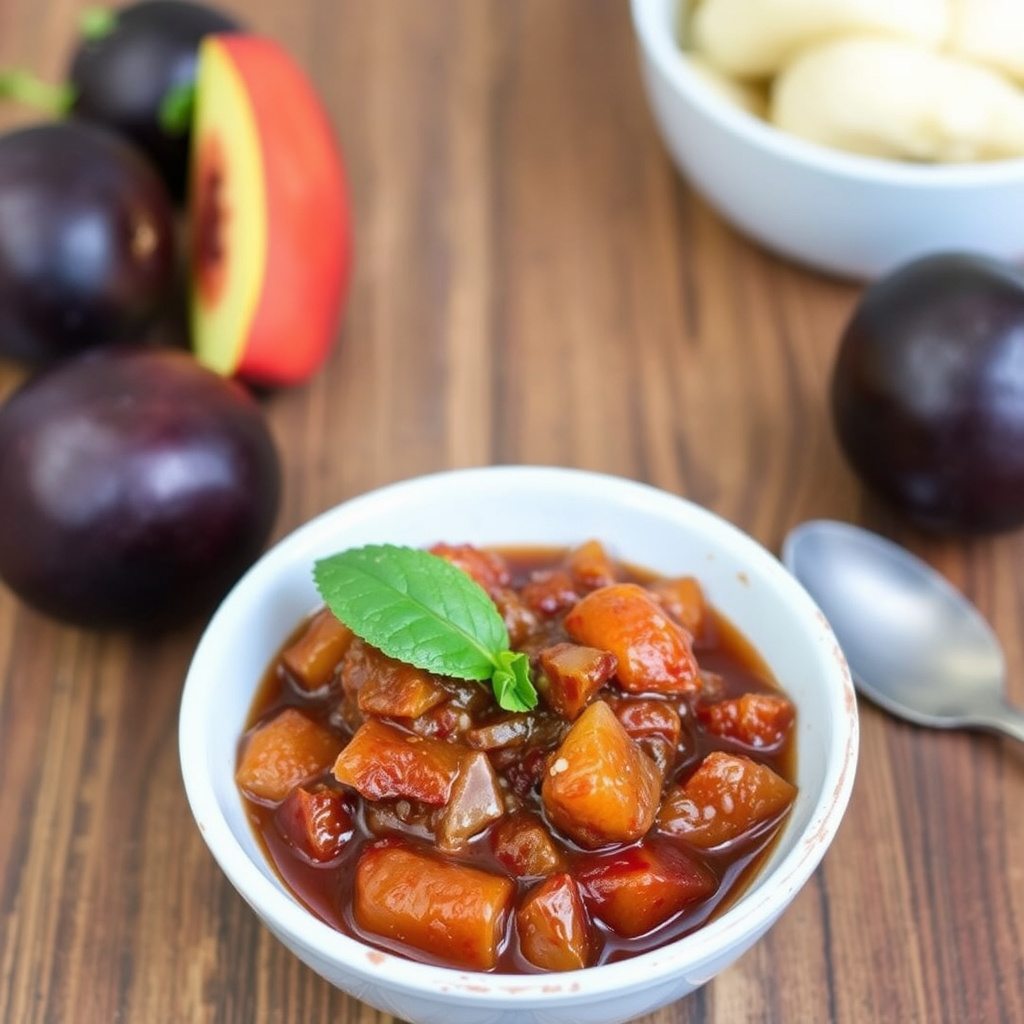 Krydret steinfruktchutney med pekannøtter