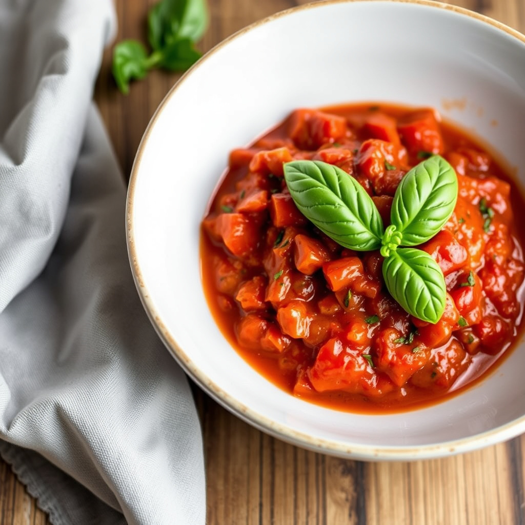 Krydret tomat- og basilikumsaus