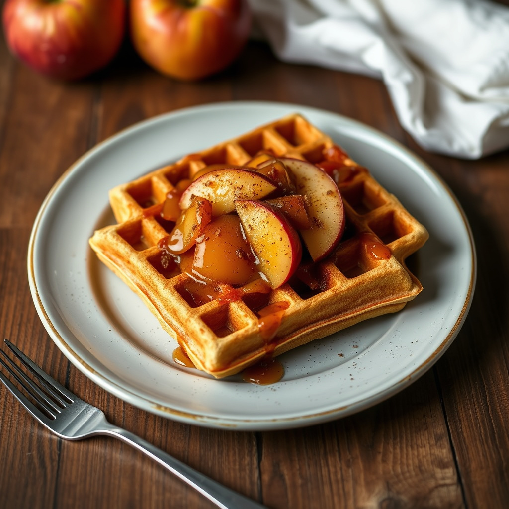 Krydret vafler med karamelliserte epler