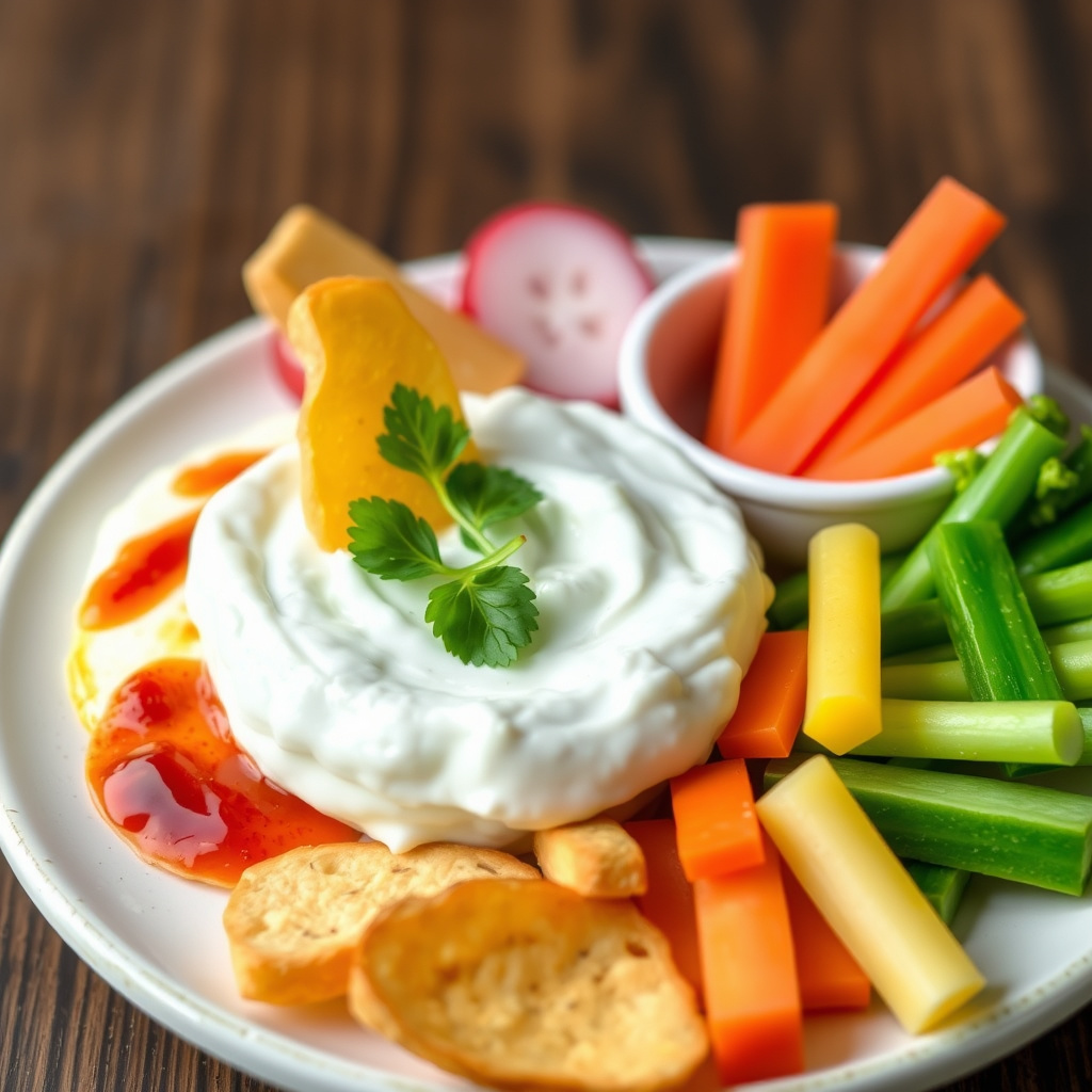 Krydret yoghurt-dip med grønnsaker
