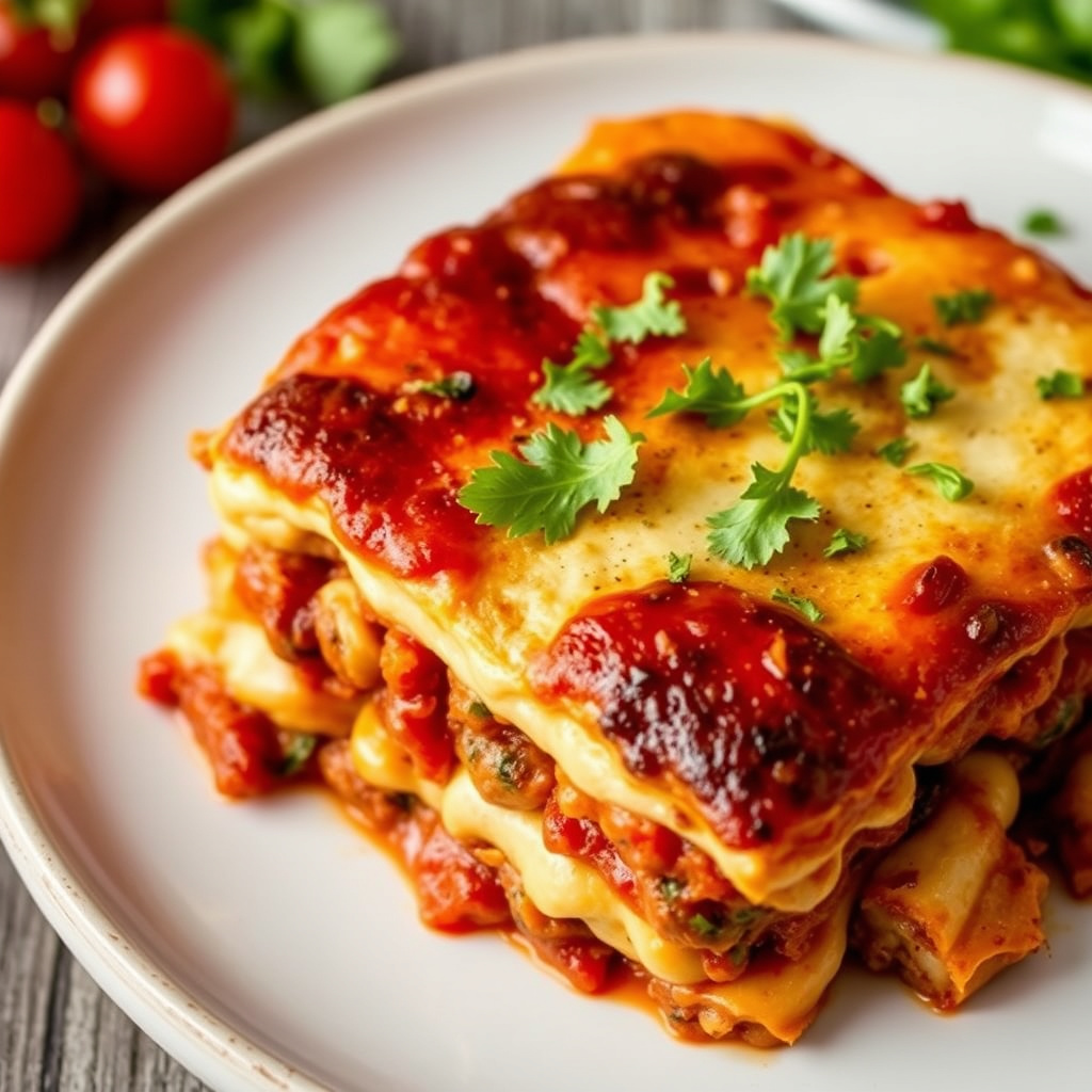 Lasagne med croissantdeig og kjøttfyll