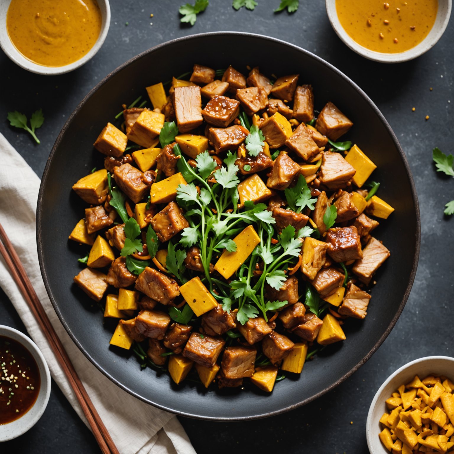 Kurkuma-stekt svinekjøtt