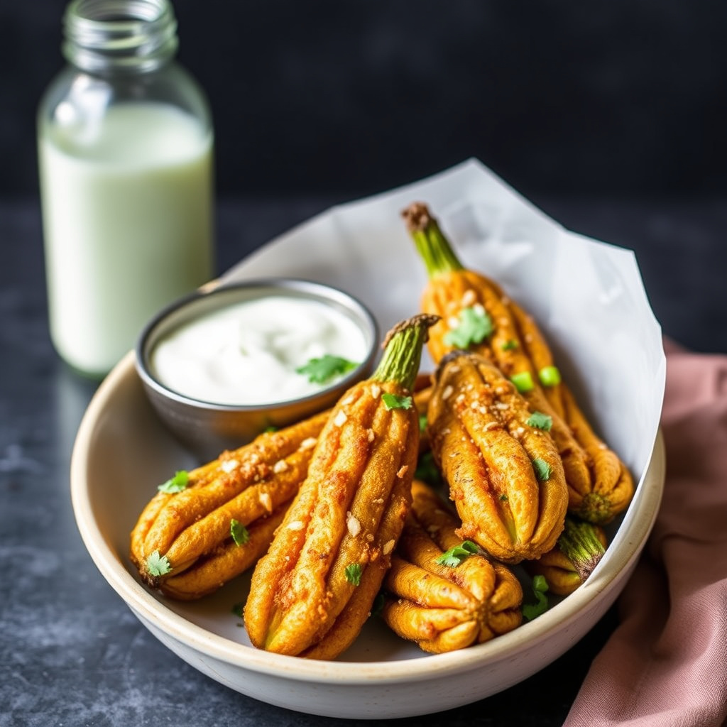 Kurrystekte zucchini-blomster