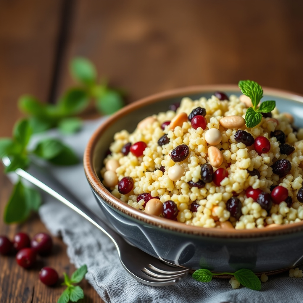 Kveitecouscous med currants og pinjekjerner