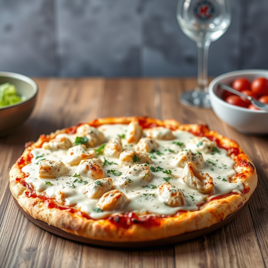 Kylling Alfredo-pizza