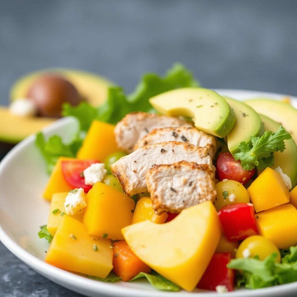 Kylling-, avokado- og mangosalat
