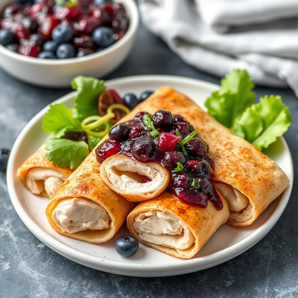 Kylling Cordon Bleu-ruller med krydret blåbærchutney