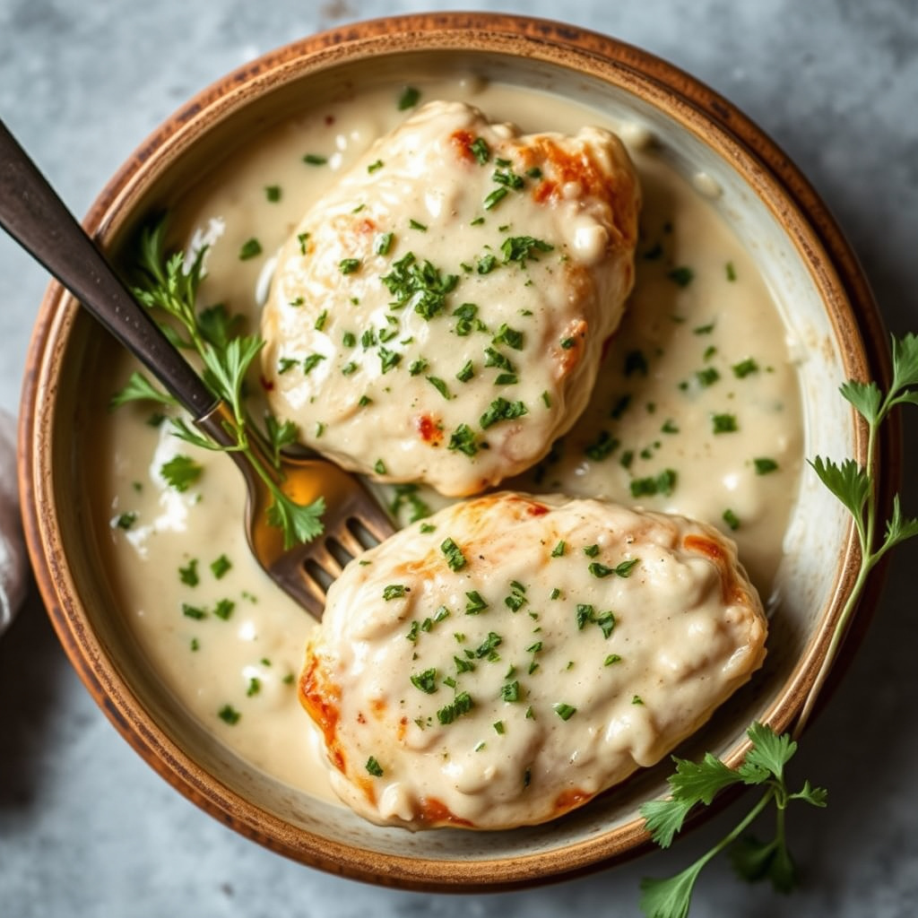 Kylling i horseradish- og chervilsaus