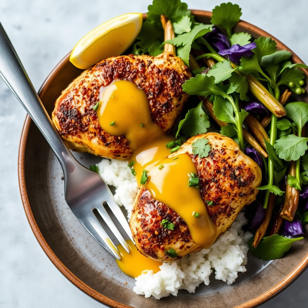 Kylling med krydderblanding og kumquat- og sitrongressdressing