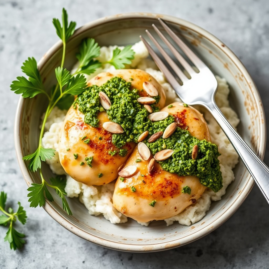 Kylling med mandel- og persillepesto