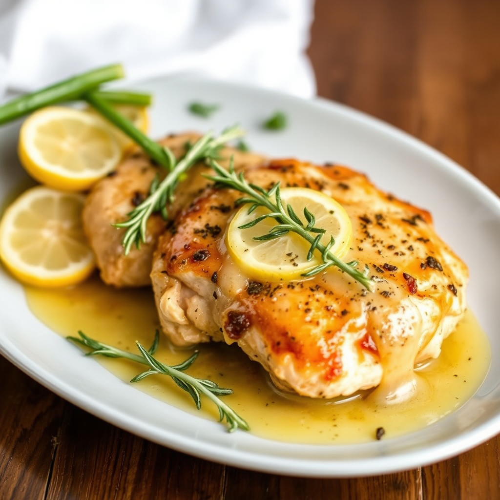 Kylling med ovnsbakt sitron og rosmarinsaus