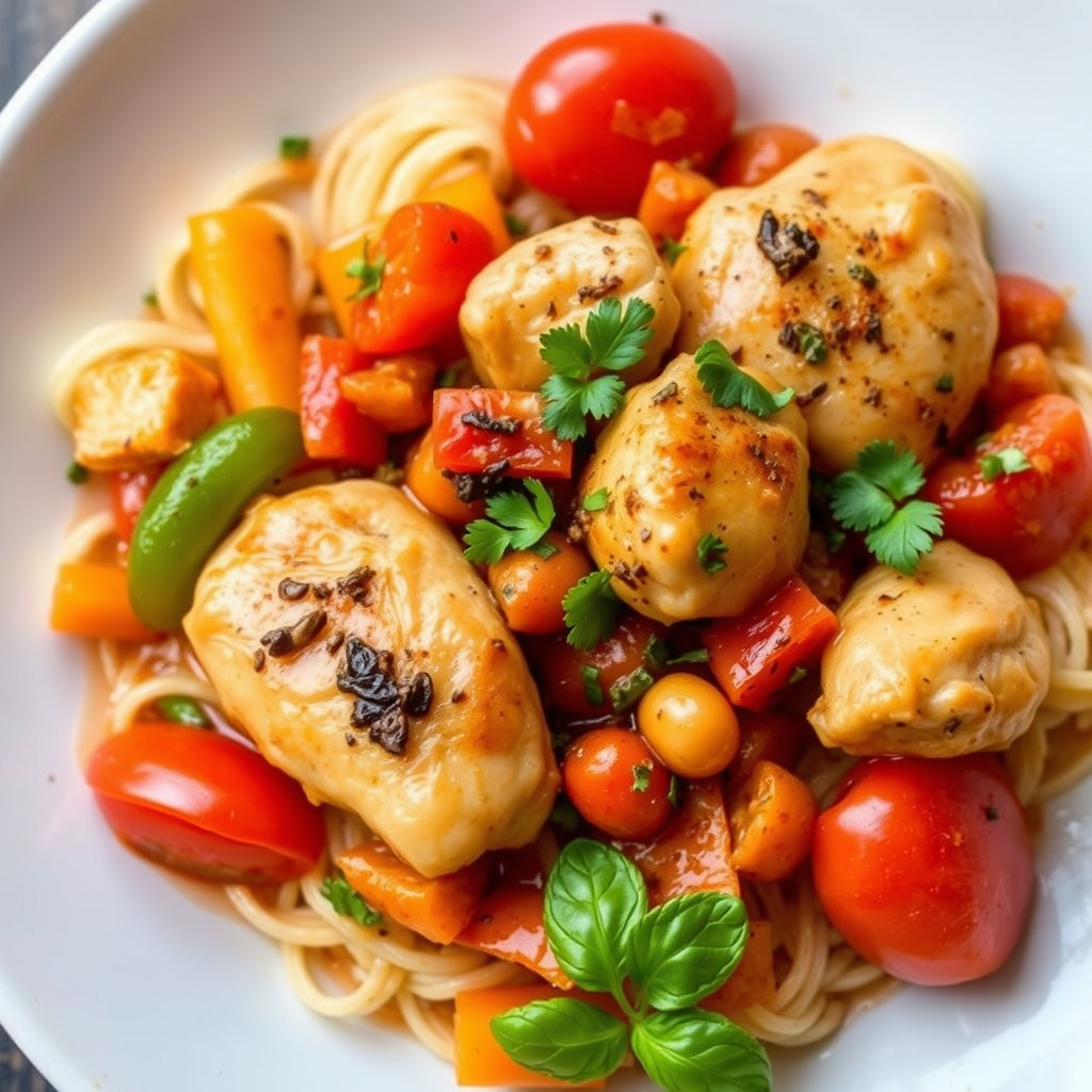 Kylling med paprika og tomater
