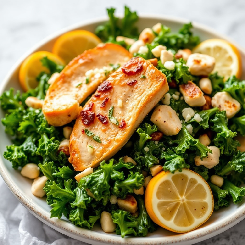 Kylling- og grønnkålssalat med Caesar-dressing