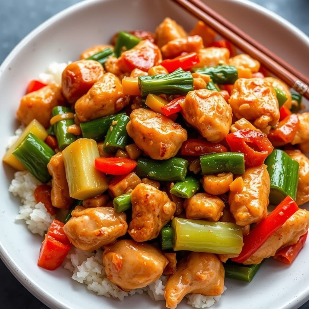 Kylling- og kinesisk grønnsakswok