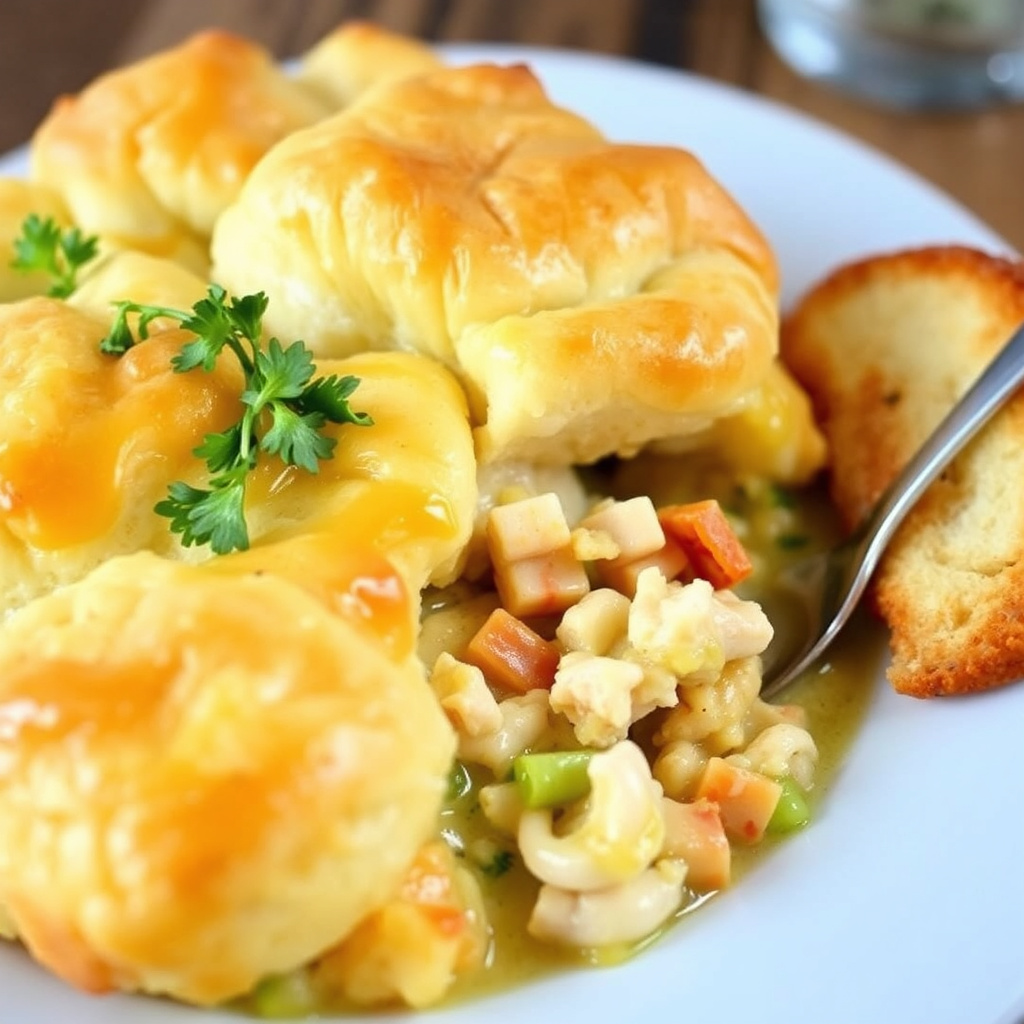 Kylling- og kjeksgryte med paibunn