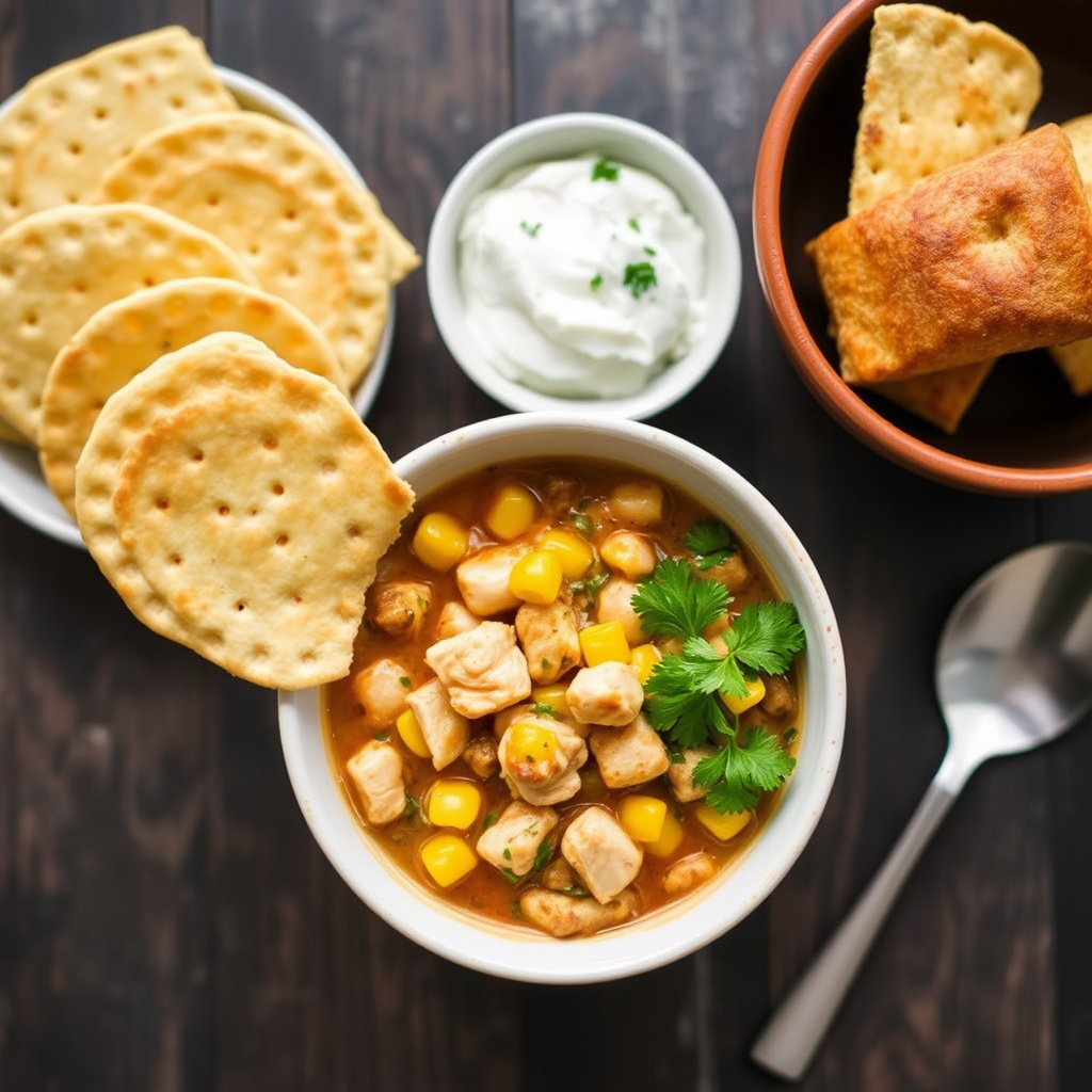 Kylling- og maisgryte med maisvafler