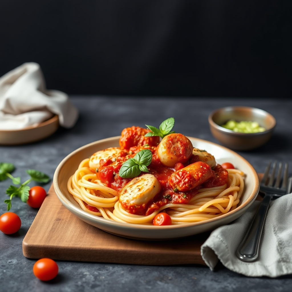 Kylling og pølse Scarpariello Arrabbiata