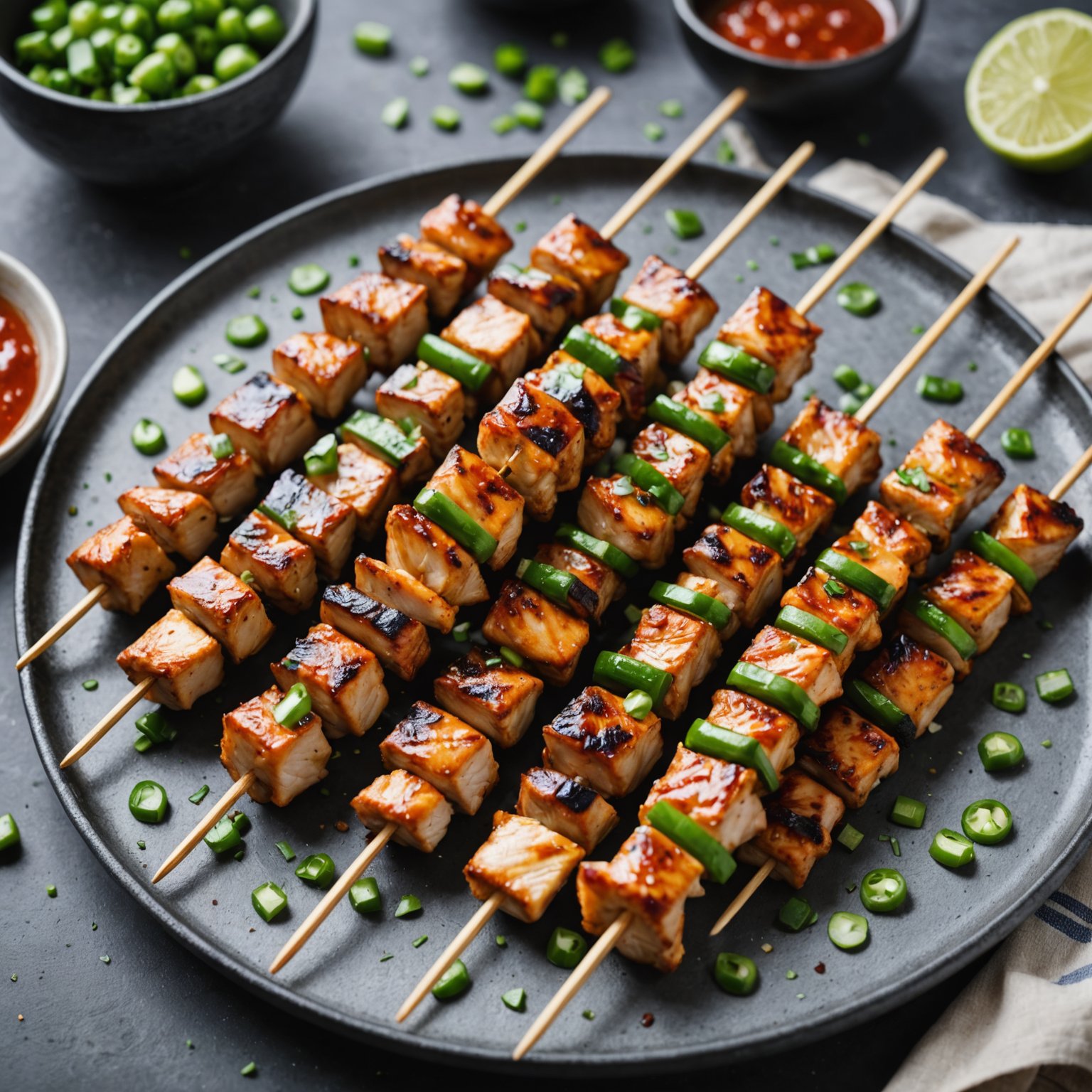 Kylling- og vårløkspyd