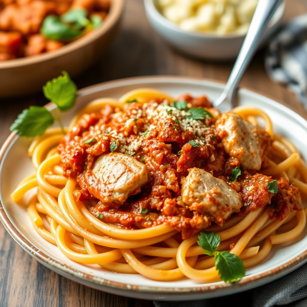 Kyllingbolognese med penne