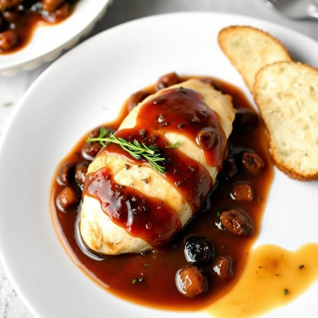 Kyllingbryst i portvin- og rosenbladssaus