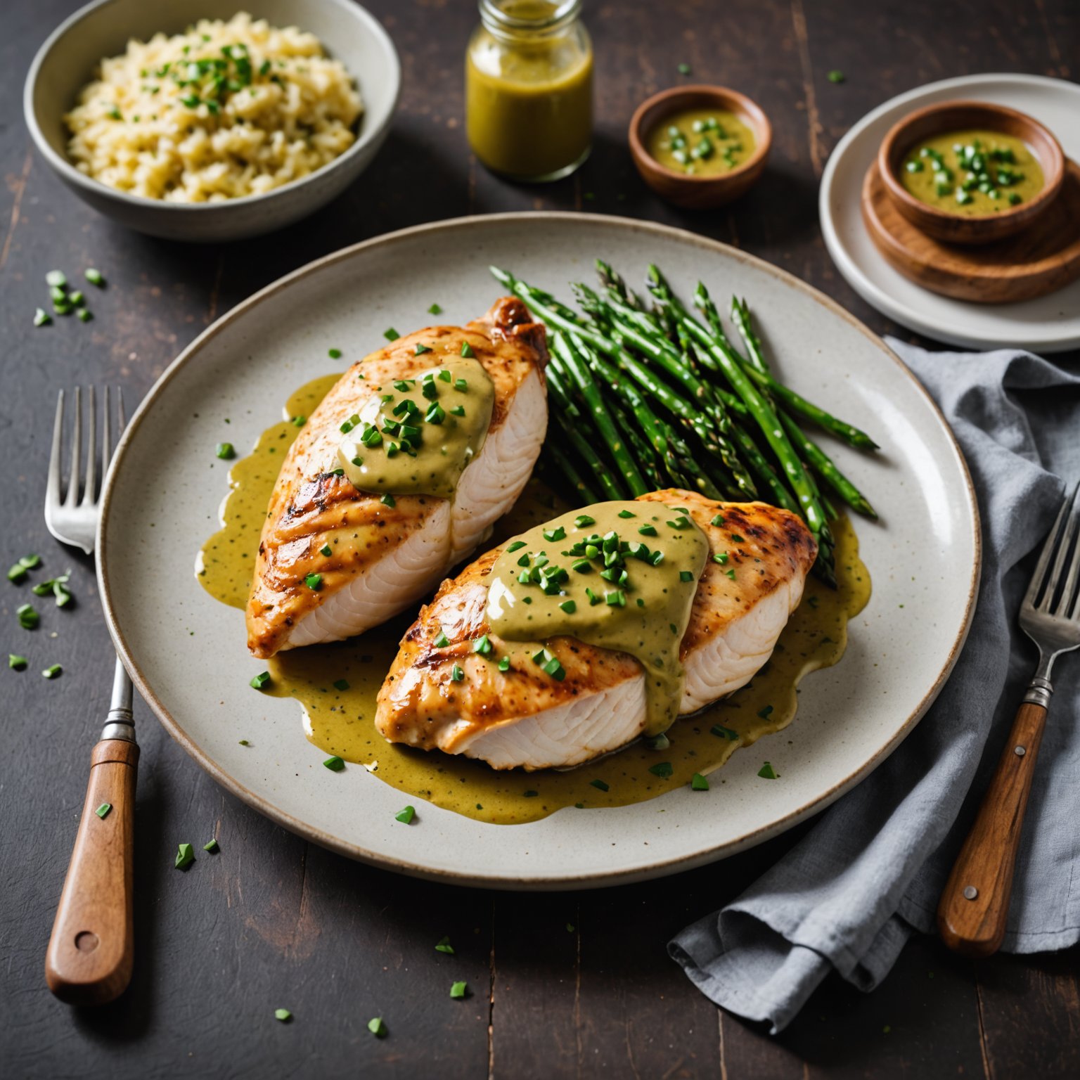 Kyllingbryst med kremet gressløk- og sennepssaus
