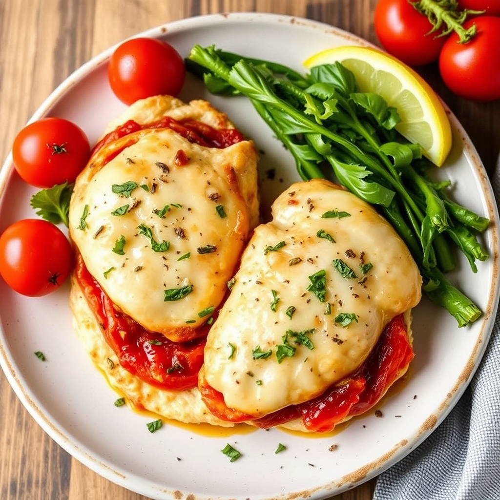 Kyllingfileter fylt med tomat og hvitløk