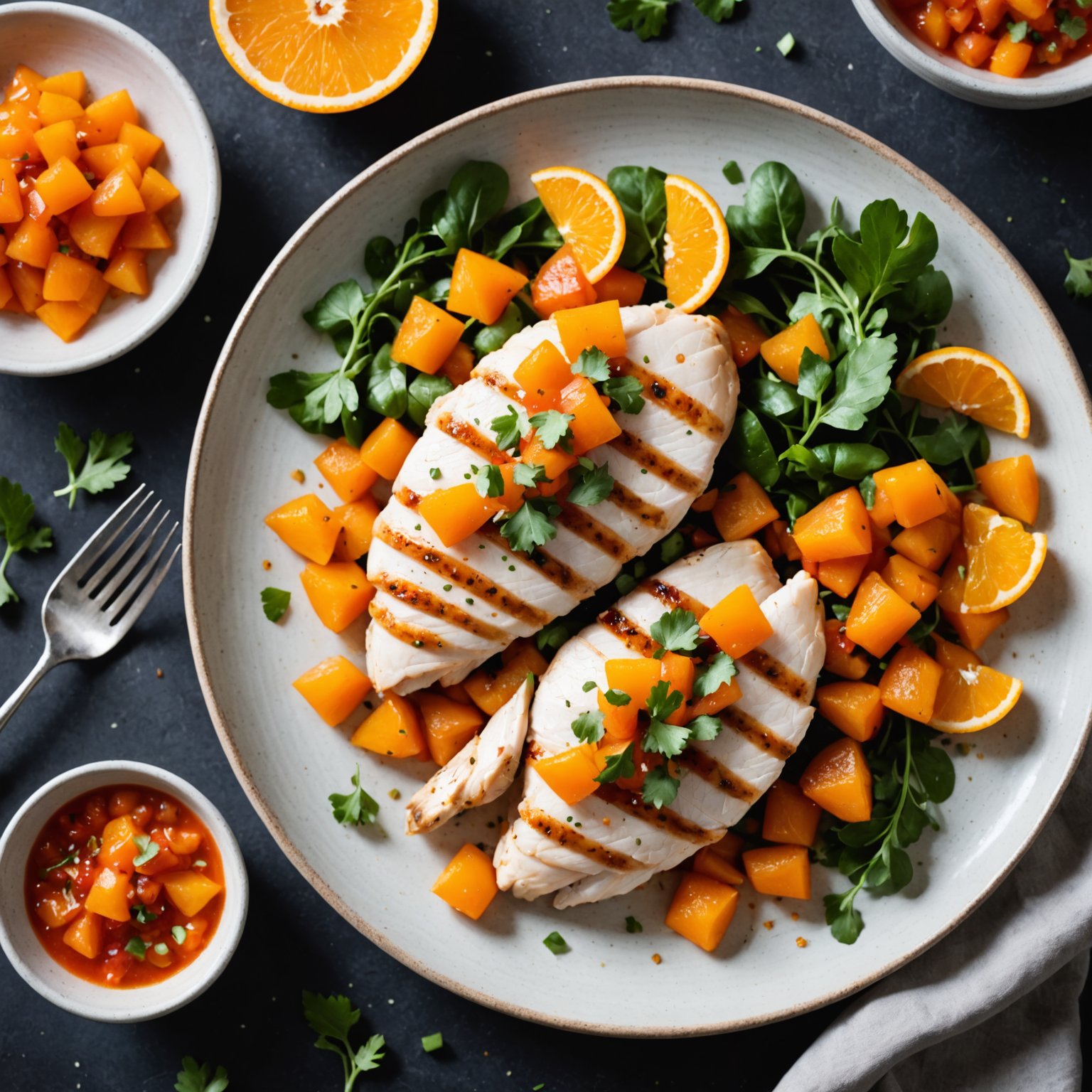 Kyllingfileter med frisk clementinesalsa